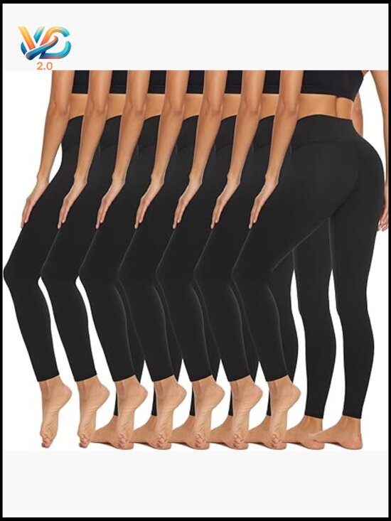 Pants - 7 Pack High Waisted Capri Leggings Tummy Control Yoga Running Tights Women